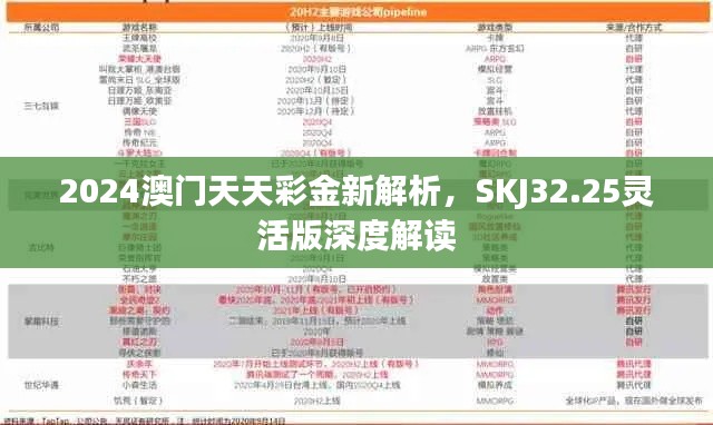 2024澳门天天彩金新解析，SKJ32.25灵活版深度解读