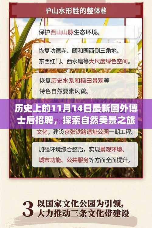 历史上的11月14日，博士后招聘与探索自然美景之旅启程启幕，梦想与心灵平静之旅开启！